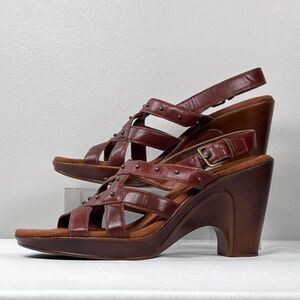 Oxblood Wedge Slingback Aerosoles Sandals Women's Size 7.5